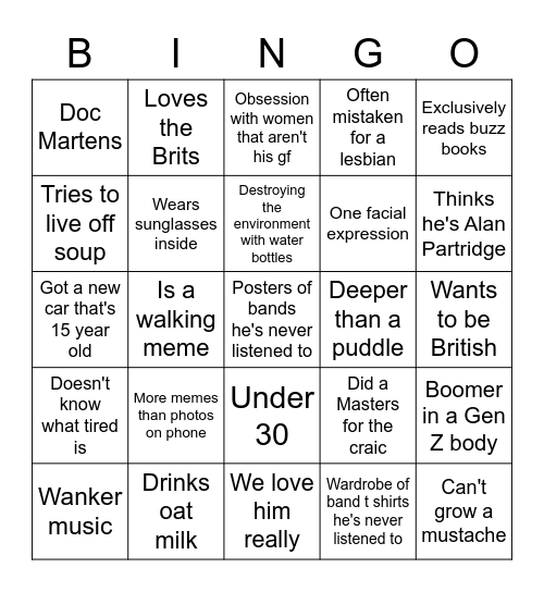 Padraig Bingo Card
