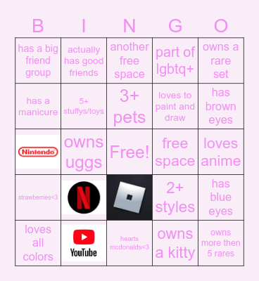 mwnnibal's bingo!<3(；^ω^) Bingo Card