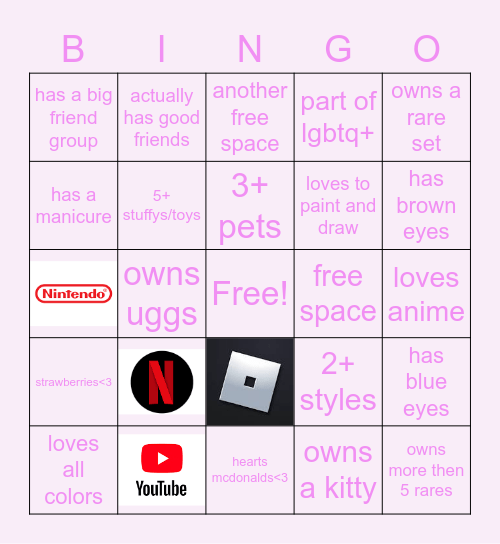 mwnnibal's bingo!<3(；^ω^) Bingo Card