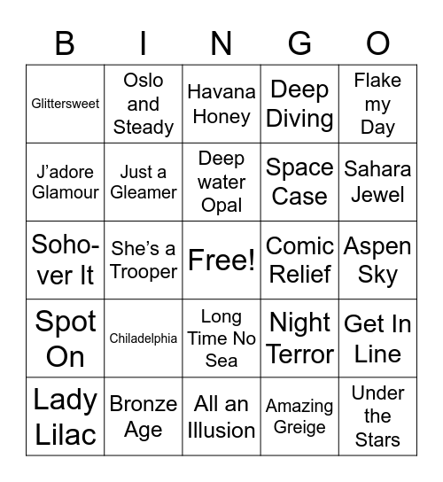 BINGO BLINGO! Bingo Card