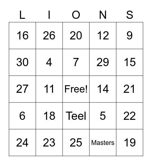 Untitled Bingo Card