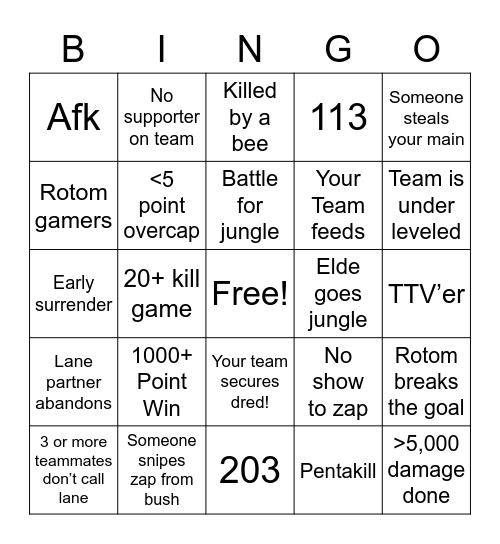 PKMN Unite Bingo Card