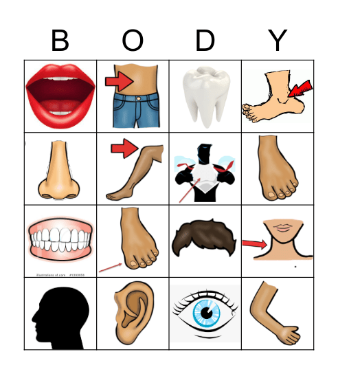 BODY PARTS Bingo Card