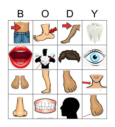 BODY PARTS Bingo Card