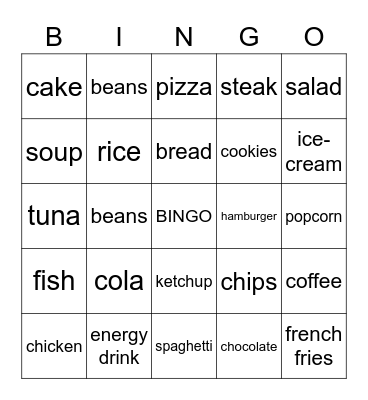 FOOD Bingo Card