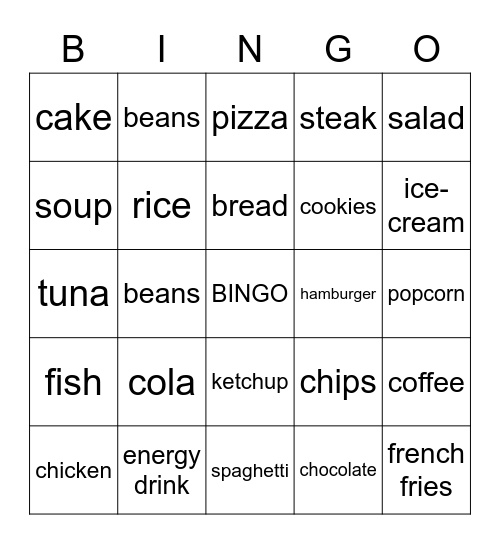 FOOD Bingo Card