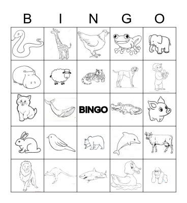 Animals Bingo Card