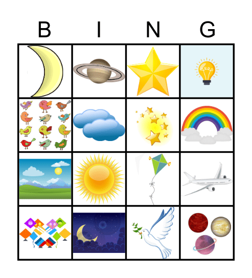 Aasmaan ki cheezen Bingo Card