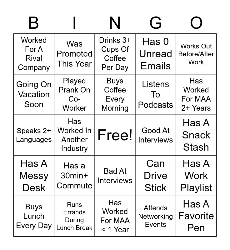 APM Icebreaker Bingo Card