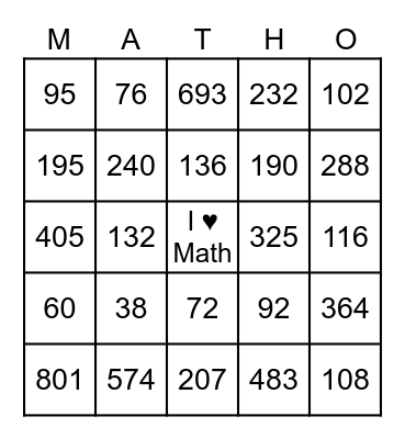 Level Up with Multiplication Bingo Card