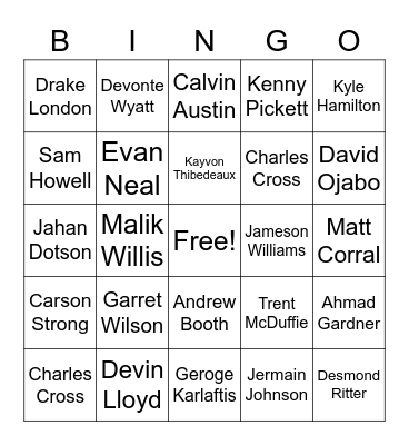 2022 NFL Draft Bingo Card