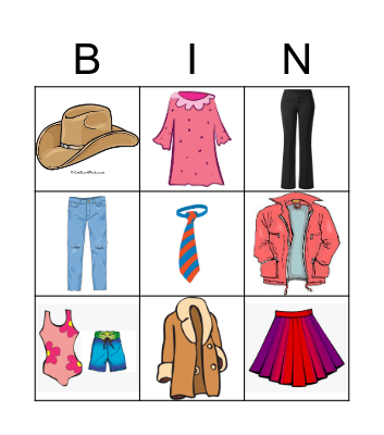 PDU 2 Clothes Bingo Card