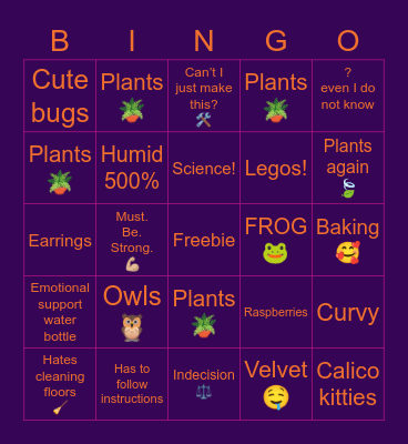 Kysadilla BINGO Card