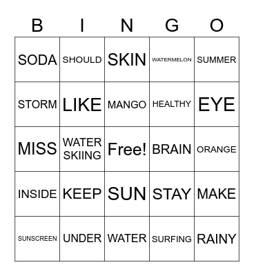 GREEN 2 BINGO UNIT 1~3 Bingo Card