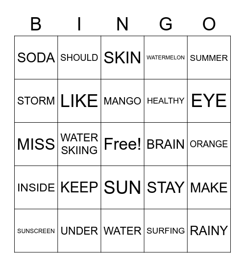 GREEN 2 BINGO UNIT 1~3 Bingo Card