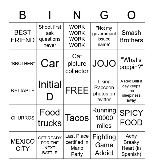 LEX BINGO Card
