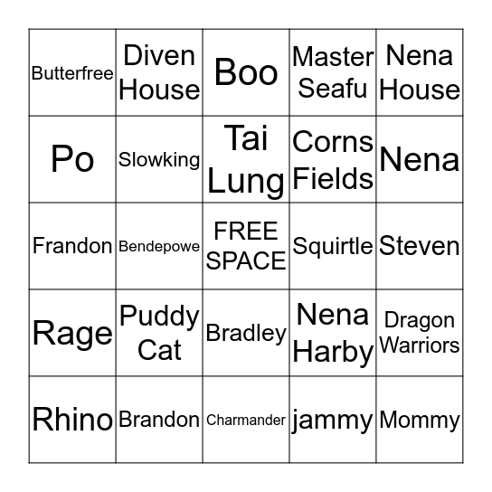 Brandon and Other Bingo Game Bingo Card