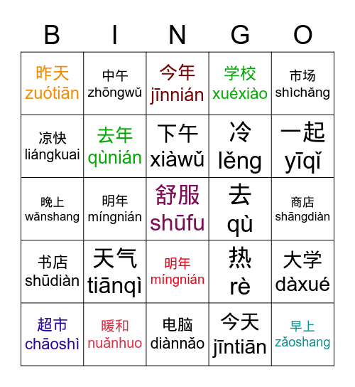 mymymy Bingo Card