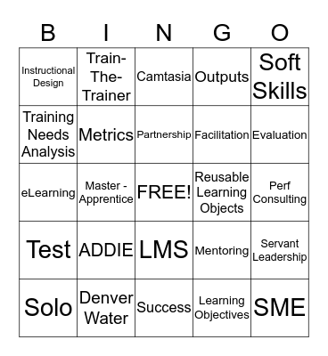 Buzz Word Bingo Card