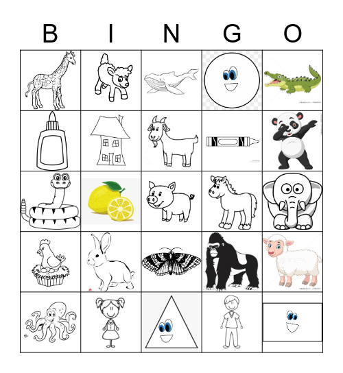 Family & Animals Bingo Card