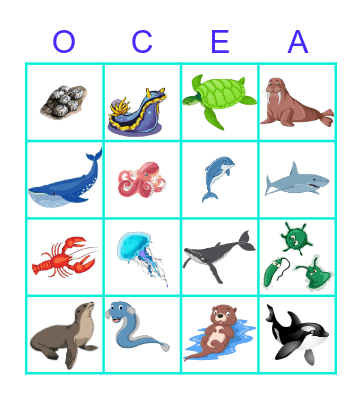 Ocean Animals Bingo Card