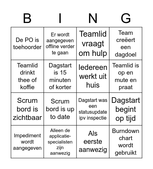 Dagstart Bingo Card