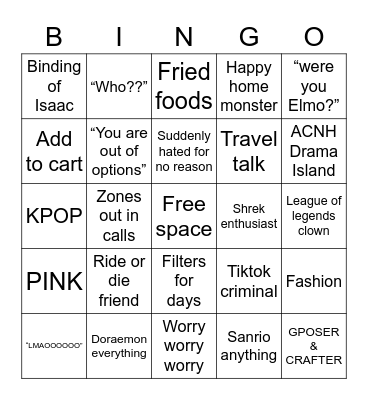 Dana Bingo Card