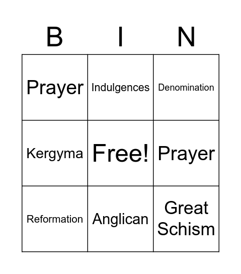 Keyword Bingo Card