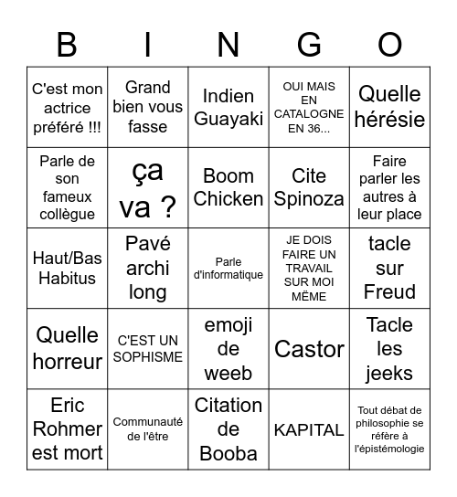 Comité des Pompidouciens radicaux Bingo Card