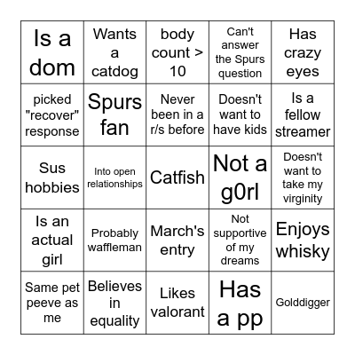 GF Application Form Bingo Card