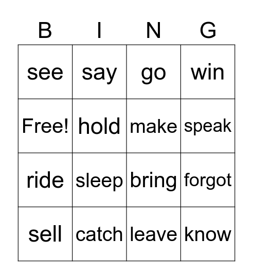 past-tense-bingo-card