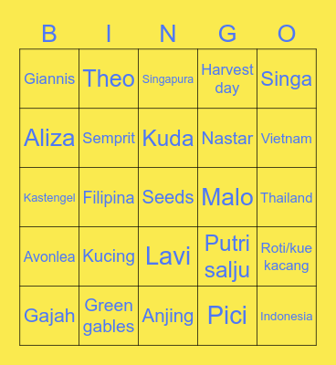 Theo Bingo Card