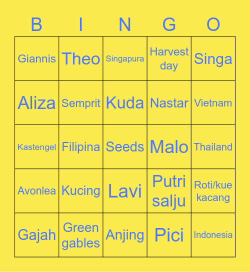 Theo Bingo Card