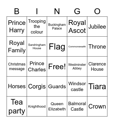 Jubilee Bingo Card