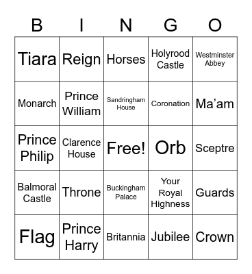 Jubilee Bingo Card