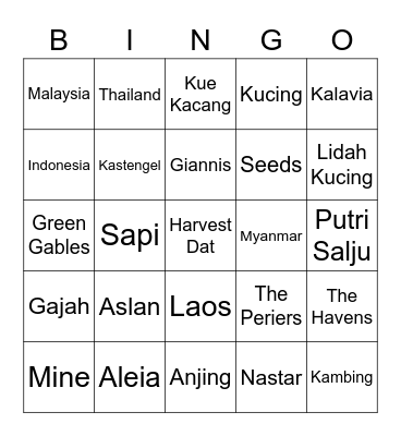 Yeollie's Bingo Card