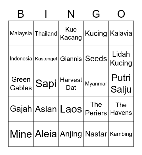 Yeollie's Bingo Card