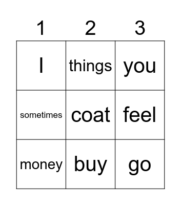 Sight Words ULS April Bingo Card