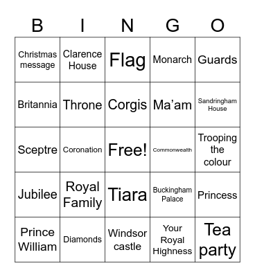 Jubilee Bingo Card