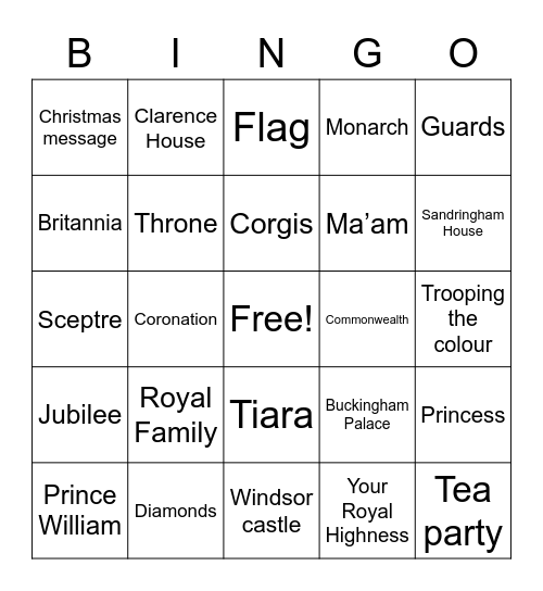 Jubilee Bingo Card