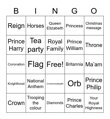 Jubilee Bingo Card