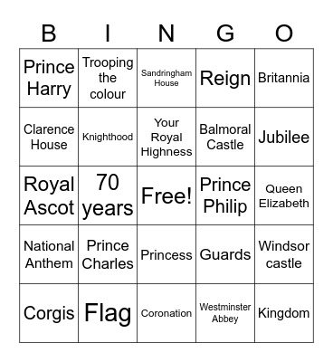 Jubilee Bingo Card