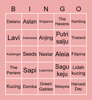 Cheya's Bingo Card