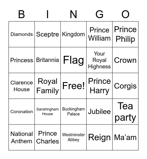 Jubilee Bingo Card