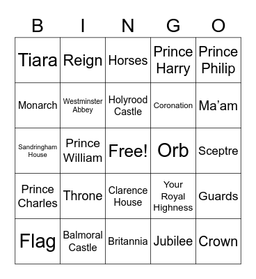 Jubilee Bingo Card