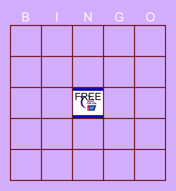 Relay for Life Bingo Card