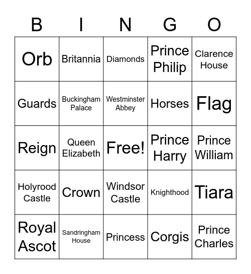 Jubilee Bingo Card