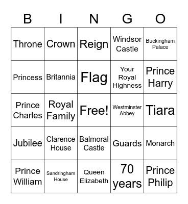 Jubilee Bingo Card