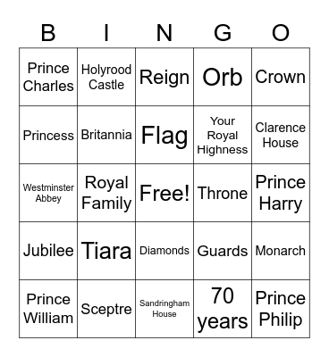 Jubilee Bingo Card