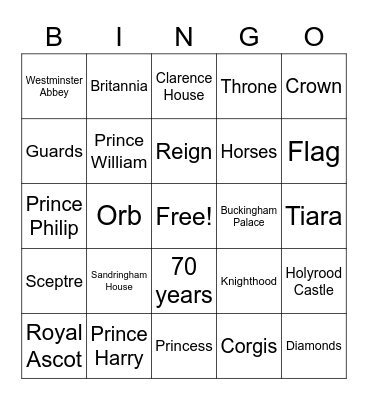 Jubilee Bingo Card